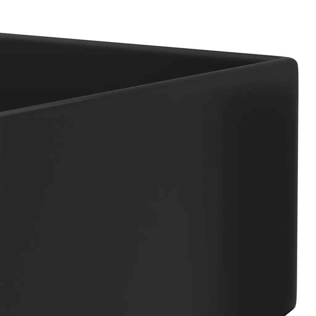 Lavandino-Lavello con Troppopieno in Ceramica Nero Opaco