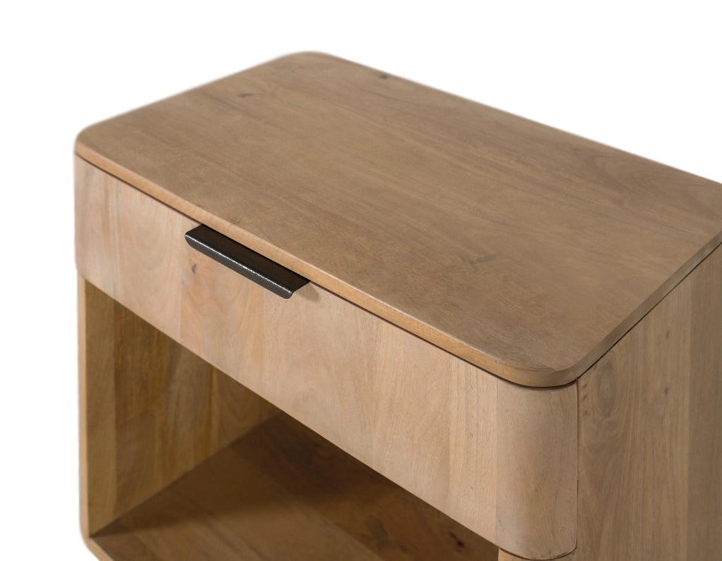 Comodino in legno di mango con angoli arrotondati