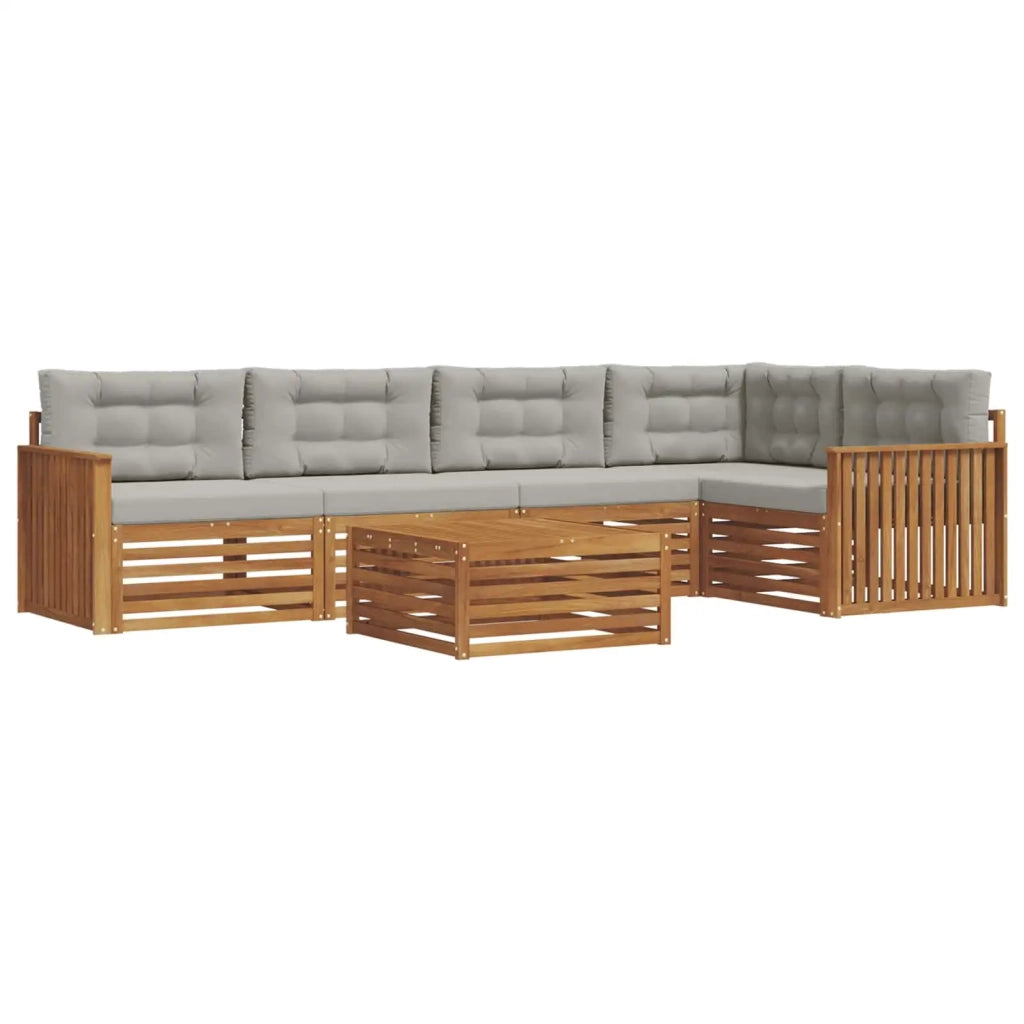 Set di divani da esterno 6 pcs Grigio Naturale e Chiaro