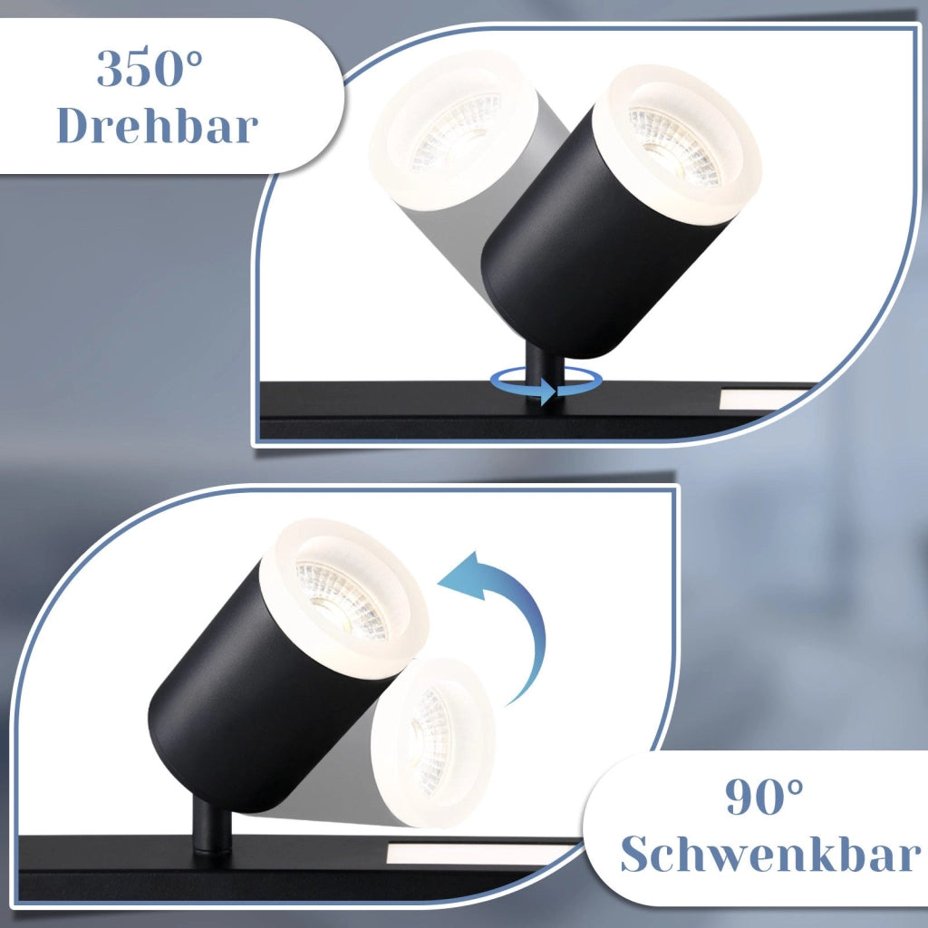 ZMH Faretto da soffitto LED neri 4 lampadine 38W dimmerabili telecomando 3000-6500K orientabili 350°