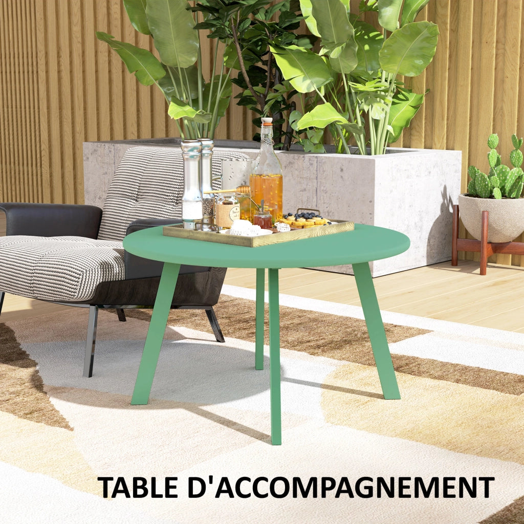 Tavolino da giardino rotondo ¨C ZephMum ¨C verde, metallo, ?70x42 cm