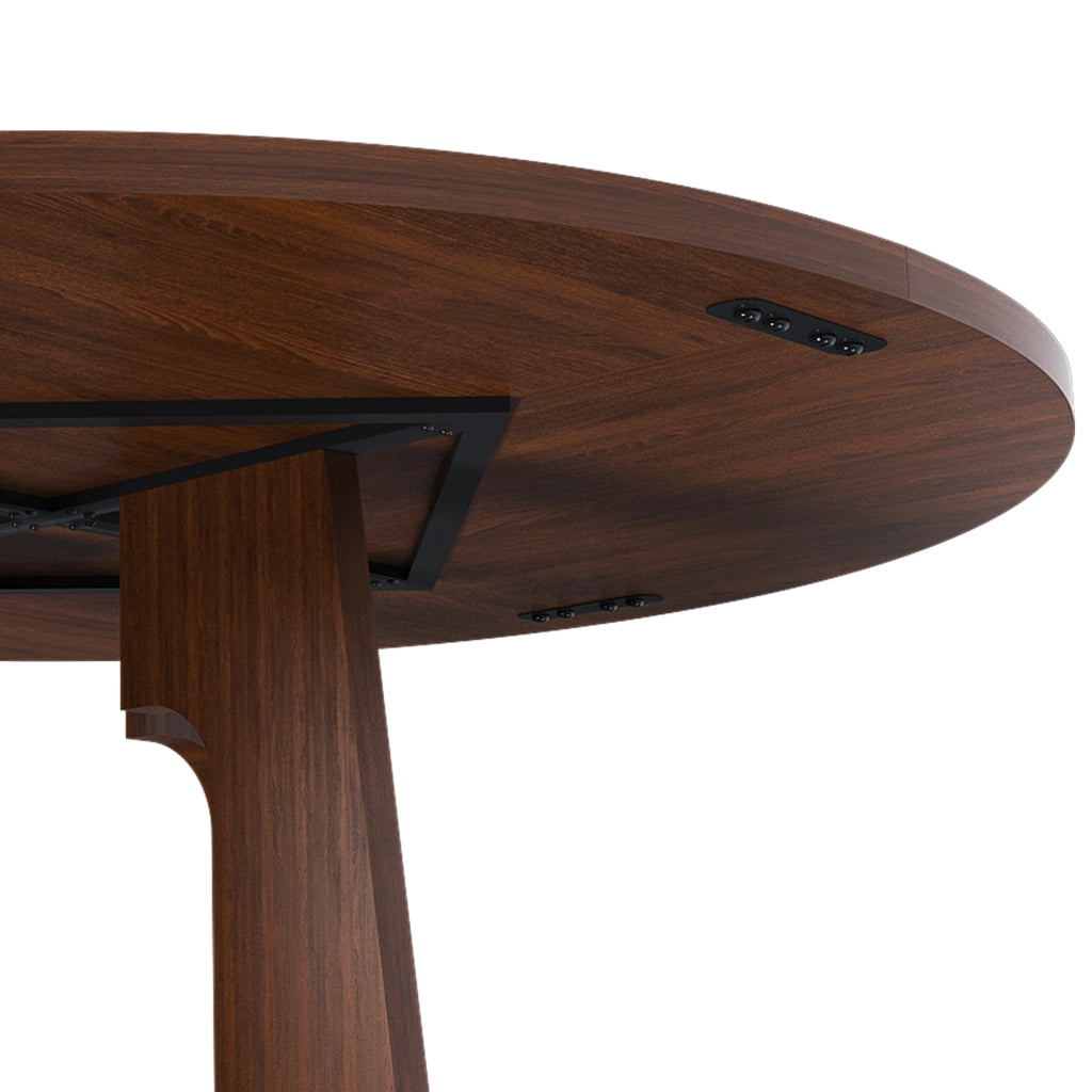 Tavolo da pranzo per 4-6 persone con piano rotondo stabile e 4 piedi regolabili, in MDF, color noce, diametro 120 cm