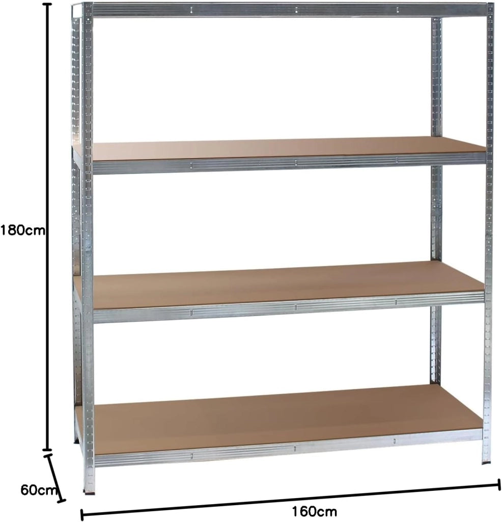 Scaffale per carichi pesanti zincato 160x60x180cm Scaffale a incastro 4 ripiani 175kg/piano