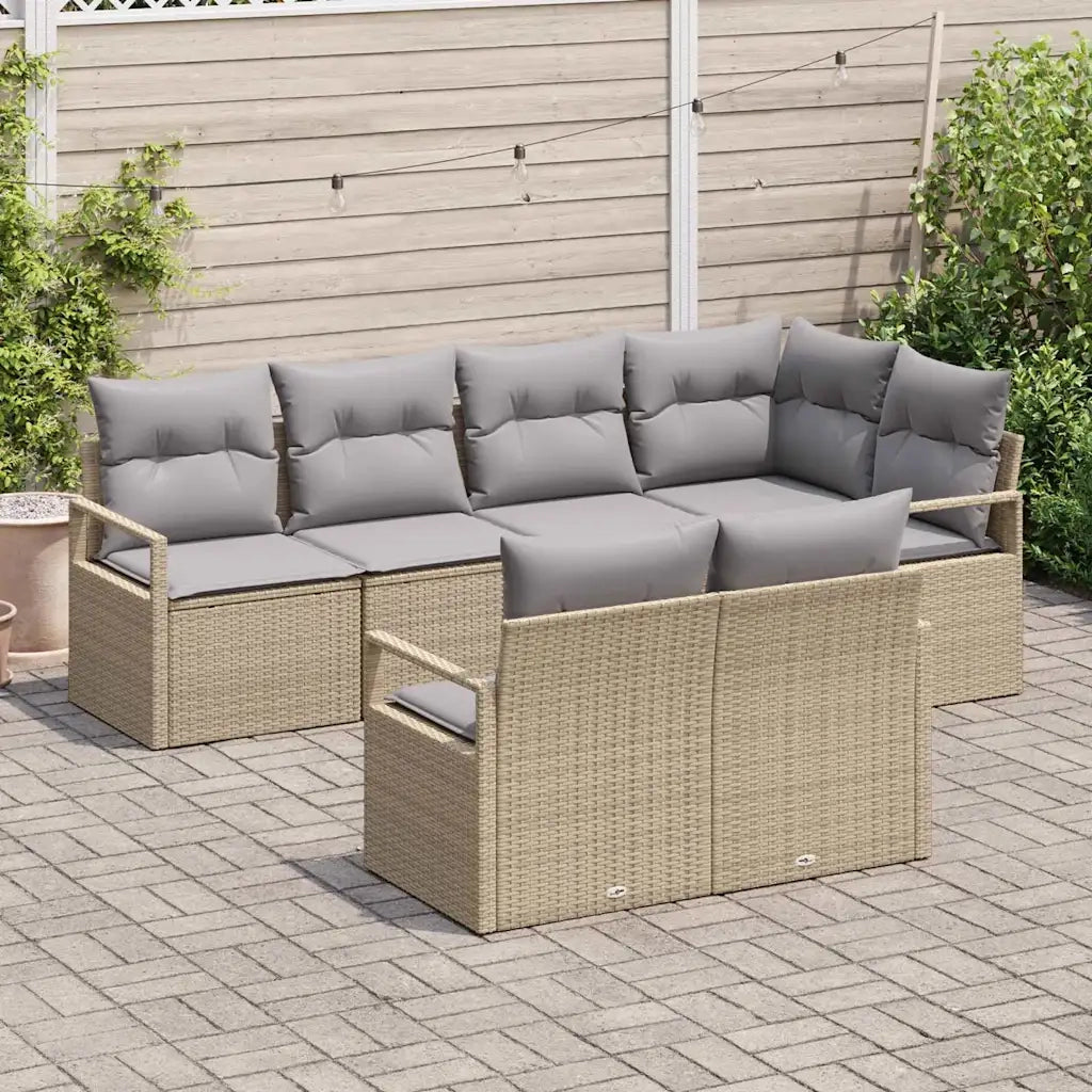 Set di divani 7 pcs Beige polyrattan