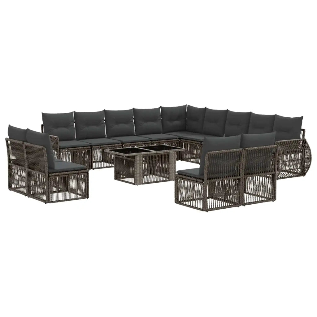 Set Divano da Giardino 14 pz Grigio e Grigio Scuro polyrattan 3437021