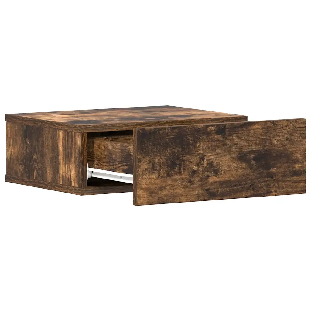Comodini Pensili Rovere Fumo 2pz-Set di 2 Tavolino da notte 40x30x15 cm Legno Multistrato