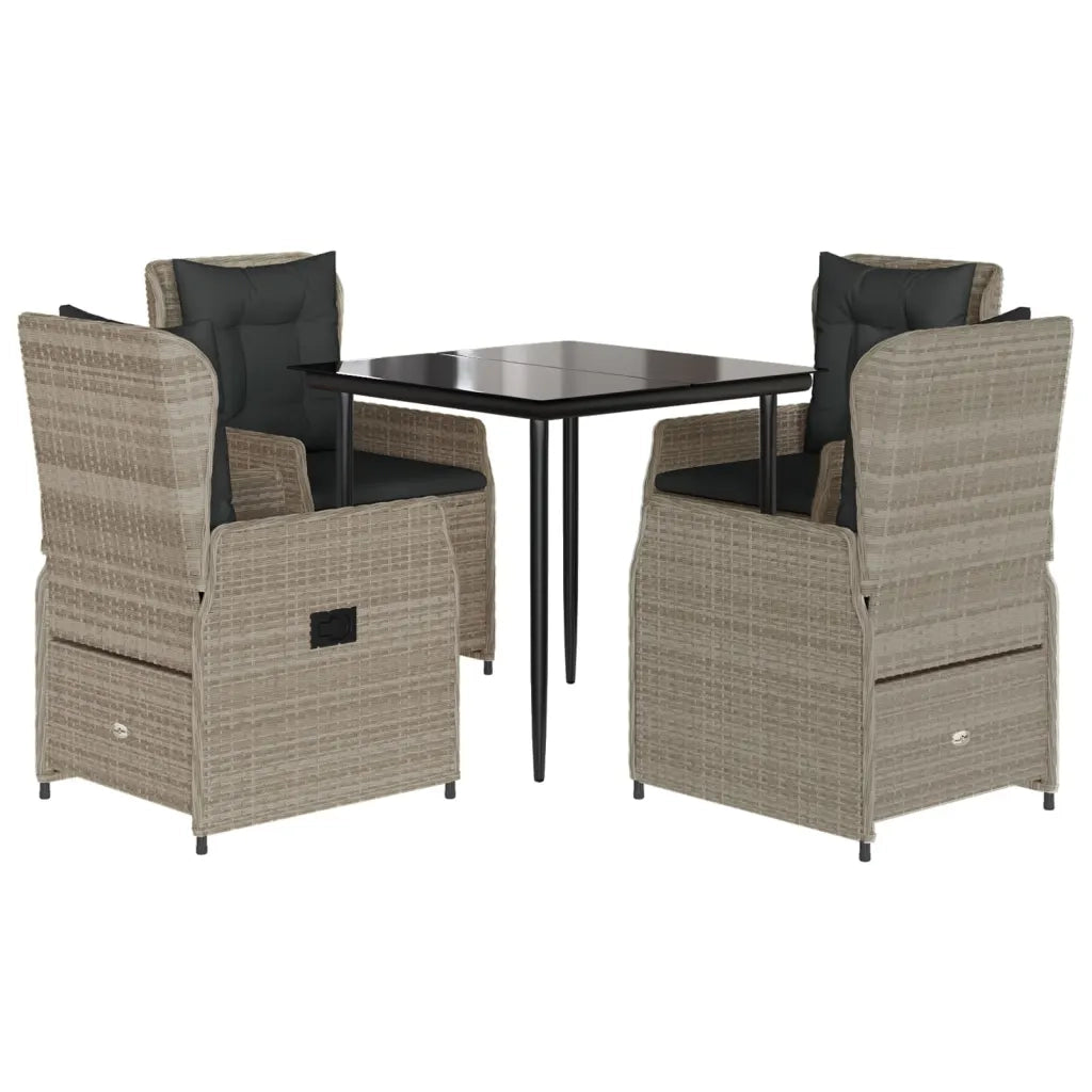 Set Pranzo da Giardino 5pz con Cuscini Grigio Chiaro Polyrattan 3262897