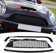 Griglia di Nostro Anteriore - 3 Pezzi - Set di Ricambio - Nero Lucido - Gabbia a Miele - Paraurti di Nostro Anteriore - Compatibile con R55/R56/R57/R58/R59/S/JCW - Grille