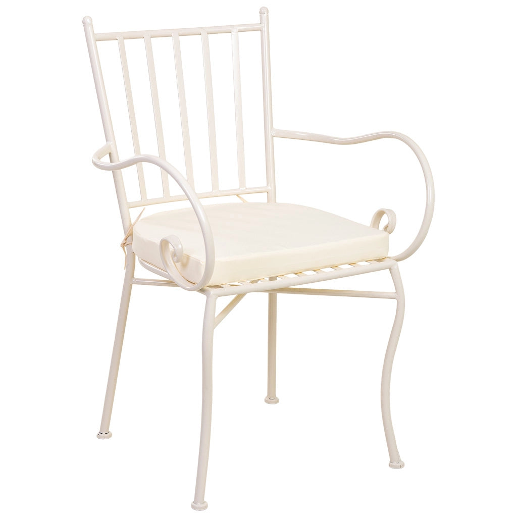 Poltrona in ferro battuto con cuscino 58x54x88h cm Bianco