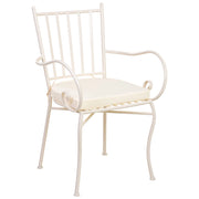 Poltrona in ferro battuto con cuscino 58x54x88h cm Bianco
