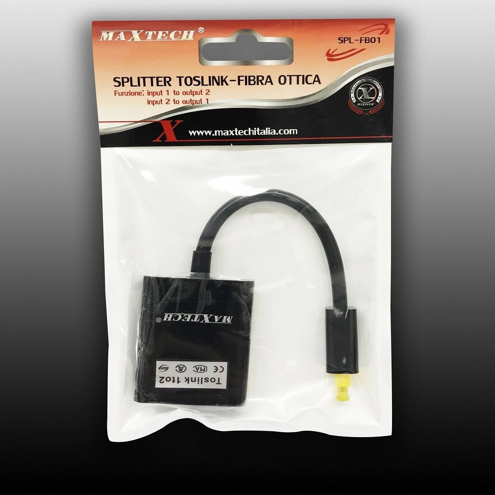 Trade Shop - Cavo Splitter Sdoppiatore Audio Fibra Ottica Maschio 2 Ingressi Femmina Maxtech Spl-fb01 -