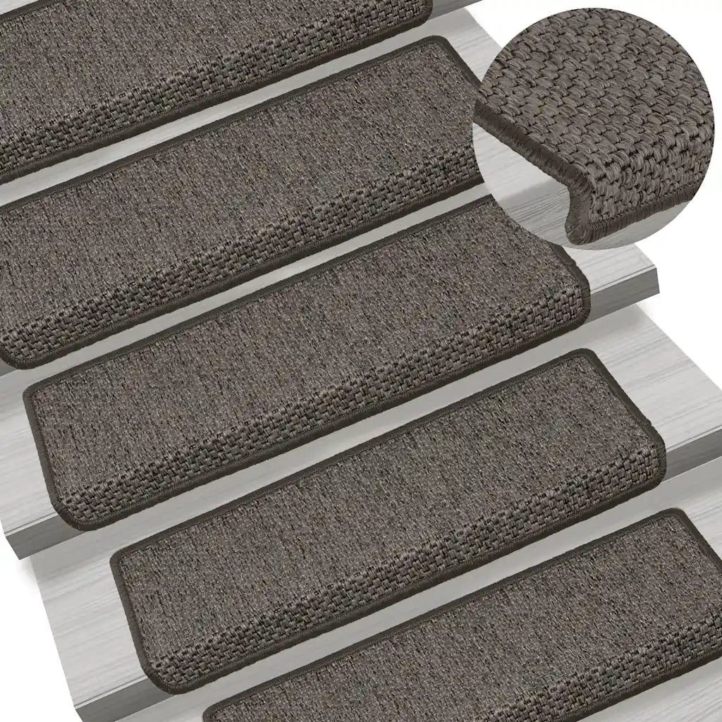 Tappeti Autoadesivi Scale Sisal 15 pz 65x21x4 cm Grigio e Beige 326884