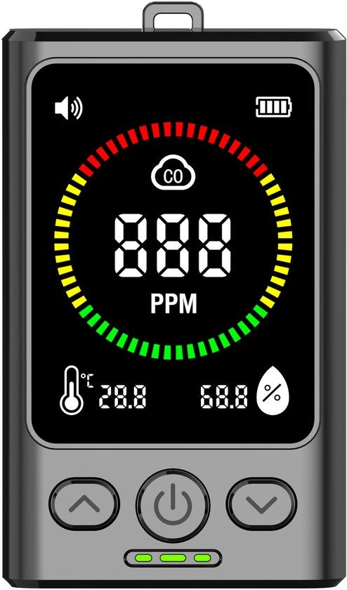 Misuratore di qualità dell'aria per interni: rileva CO2, temperatura e umidità con schermo a colori HD, illuminazione di background e rilevamento di convezione per uso domestico, ufficio e campeggio