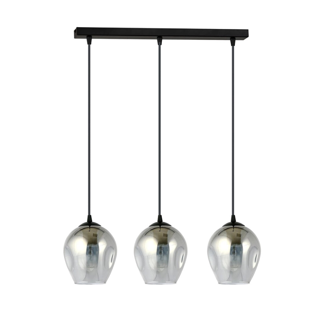 Lampada a sospensione ISTAR in acciaio nero e vetro grafite