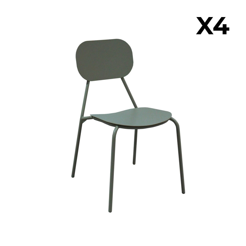 Set 4 sedie da giardino in alluminio, verde kaki