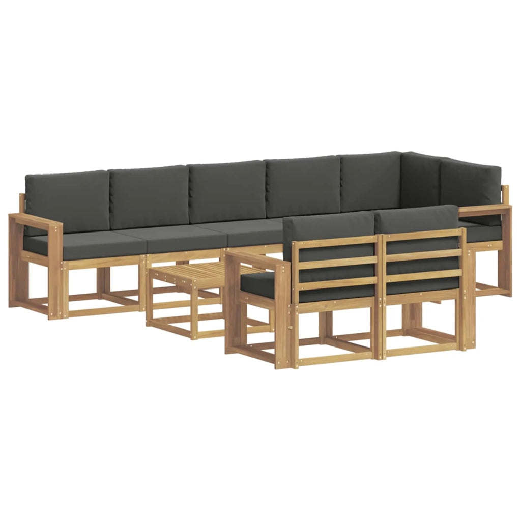Set di divani da esterno 9 pz Bianco e Antracite Poliestere 3387846