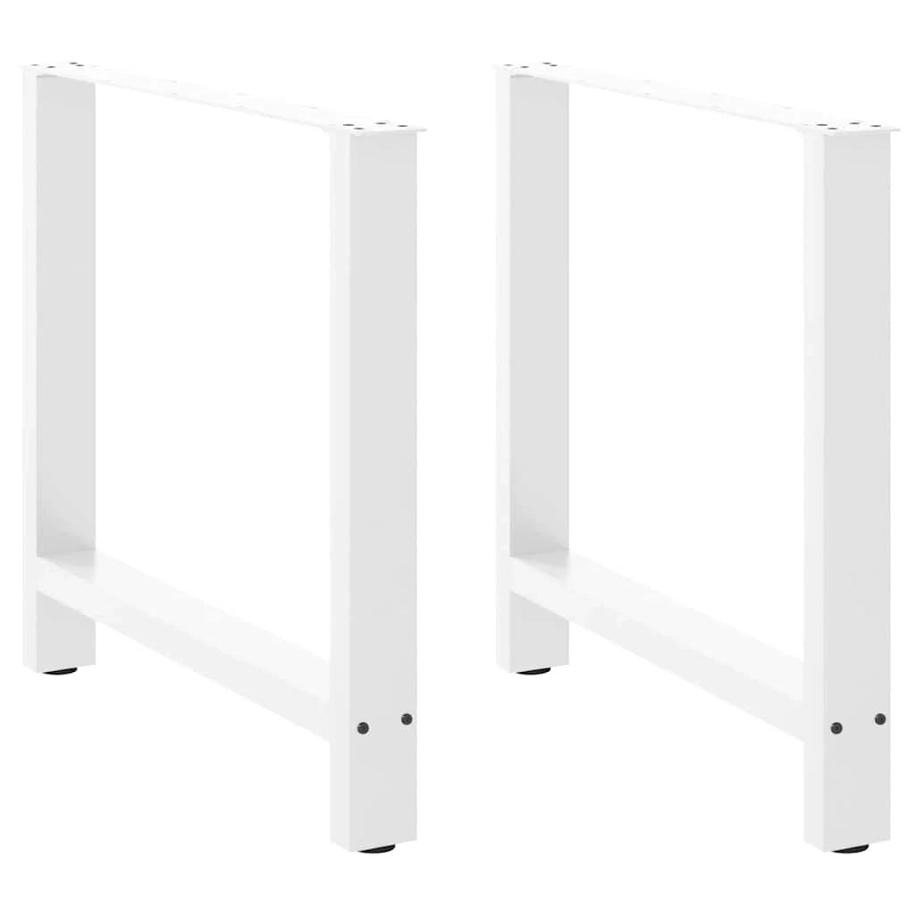 Set di 2 gambe quadrate per tavolo da pranzo 80 x 72 cm regolabili design moderno acciaio bianco 02_0057553