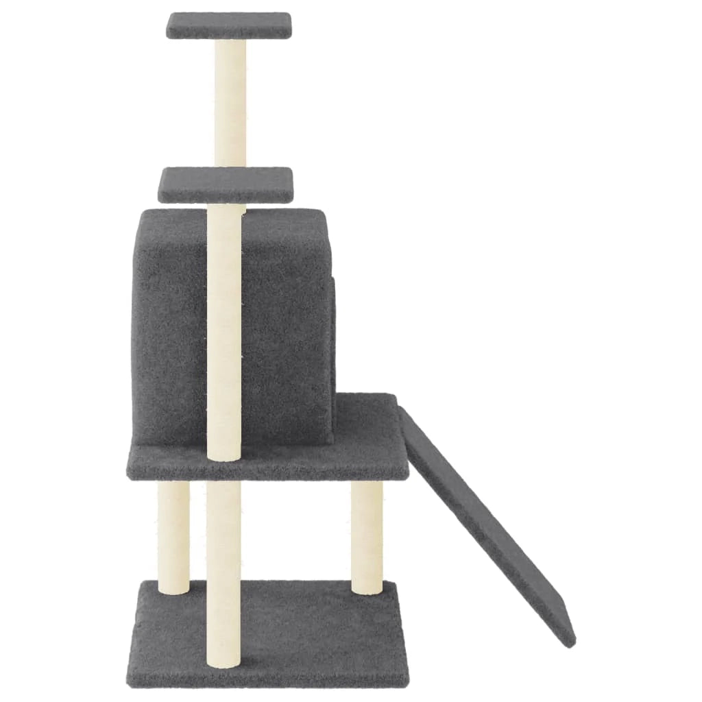 Tiragraffi per gatti torre per arrampicata giocattolo piattaforma per arrampicata con tiragraffi in sisal scuro 110 cm grigio 02_0022642