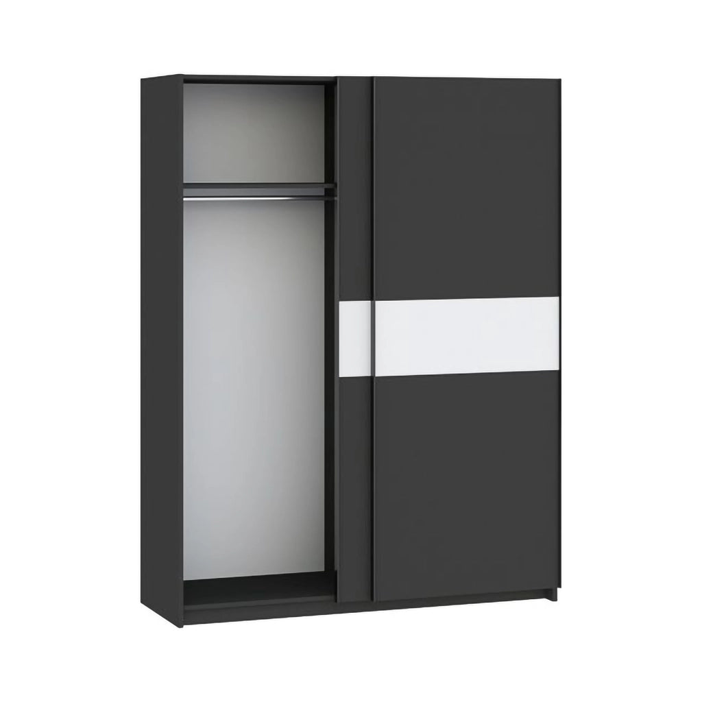 Armadio Camera da Letto Manita, Guardaroba 2 Ante 2 Ripiani, 150x204h cm Nero Antracite