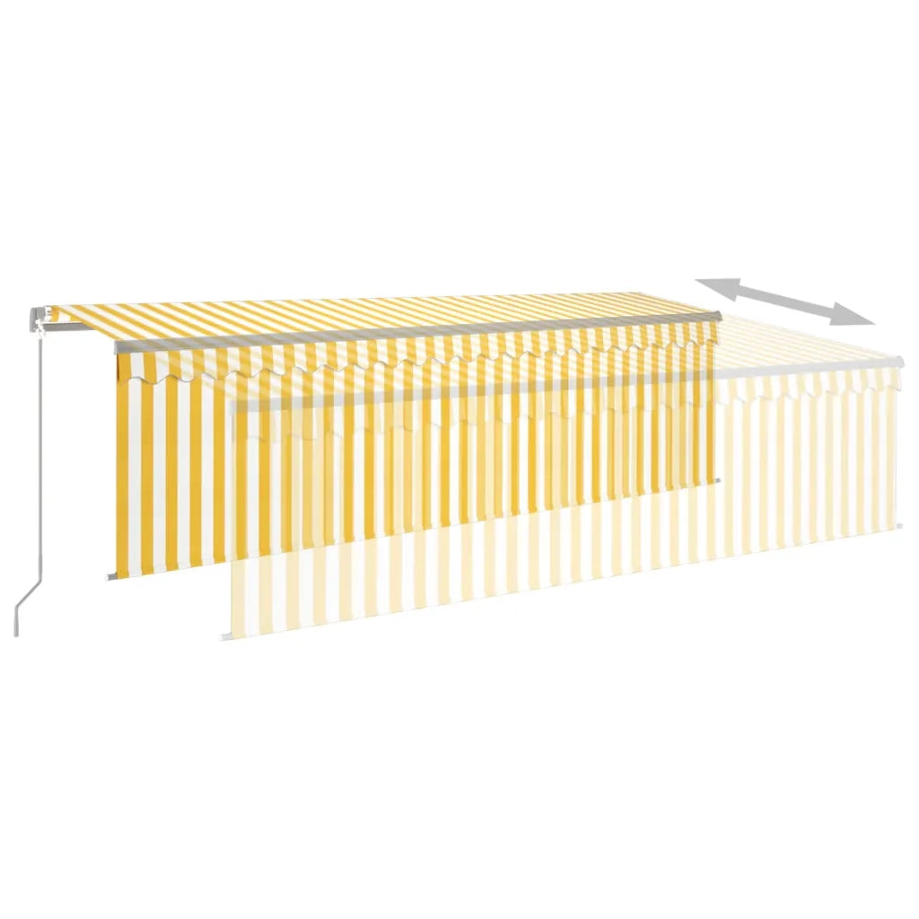 Tenda Sole Retrattile Manuale Parasole LED 5x3m Gialla Bianca 3069463