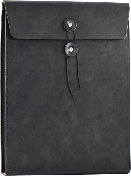 Organizzatore verticale per A4 con fodero in pelle e tenuta documenti espandibile. Organizza i tuoi documenti con stile e eleganza (Nero)