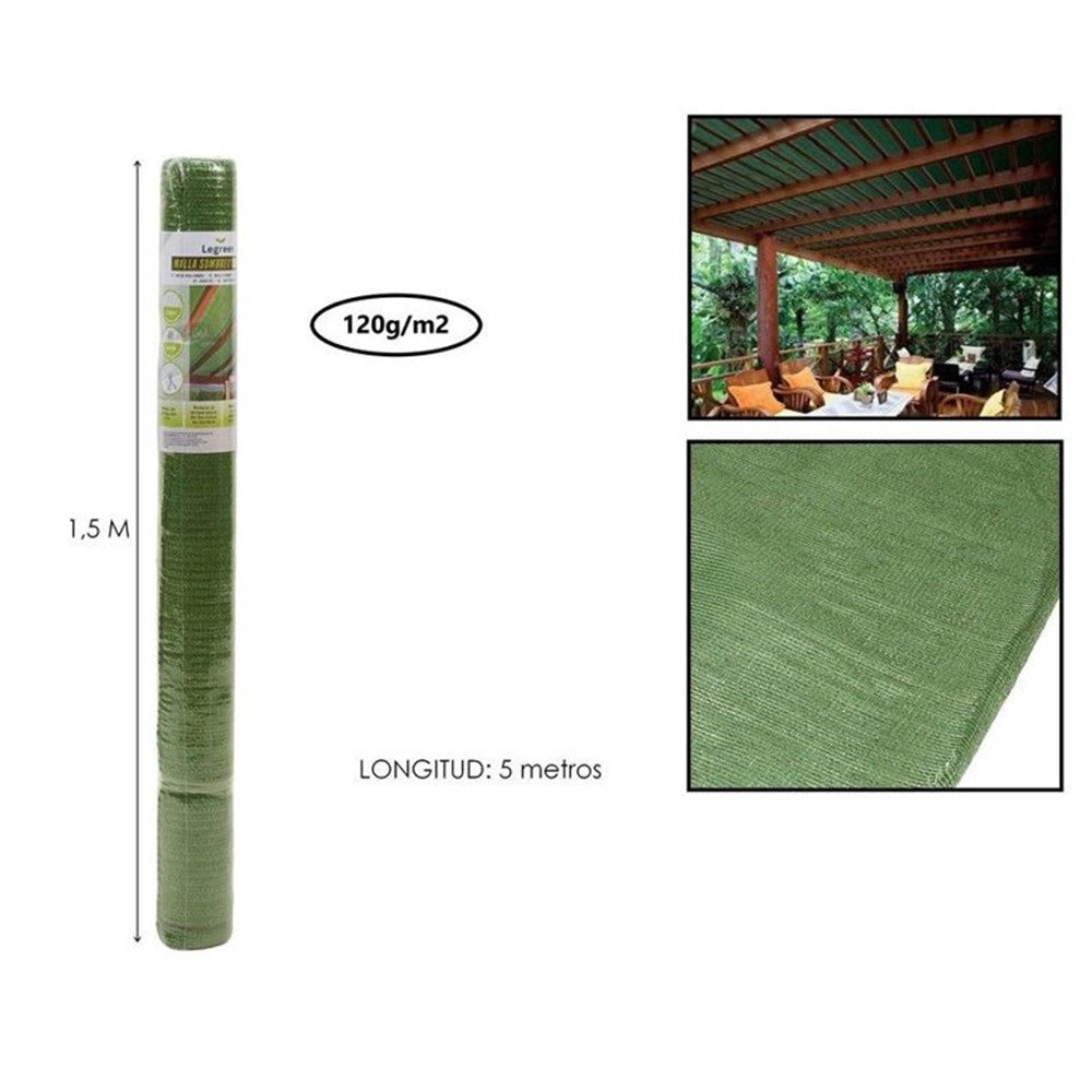 Trade Shop - Set 2pz Rete Telo Ombreggiante Di Copertura Verde 1.5x5mt Parasole Giardino Esterni 230744 -