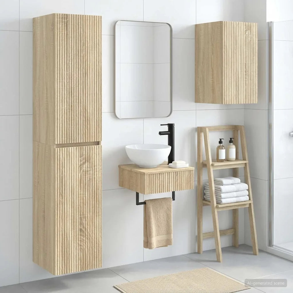 Set di mobili per il bagno 3 pz Rovere Sonoma 3406045