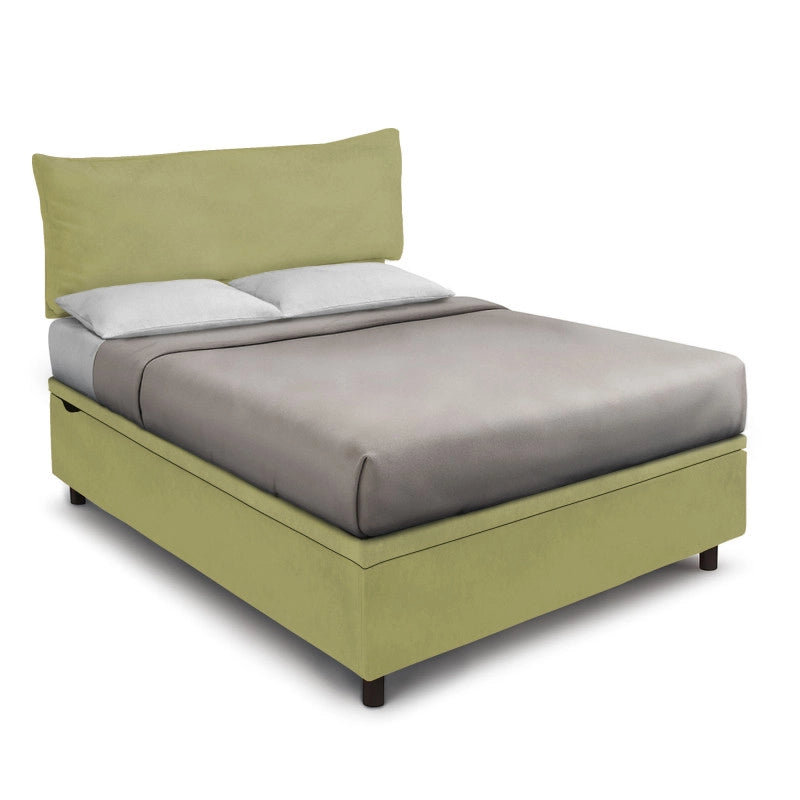 Letto imbottito Letto Matrimoniale alla Francese 140x190 cm Soft - Contenitore,Microfibra,Tè verde