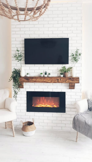 Camino Elettrico da Parete 45x84x14 cm Effetto Fiamma 1500W Marcus Nero