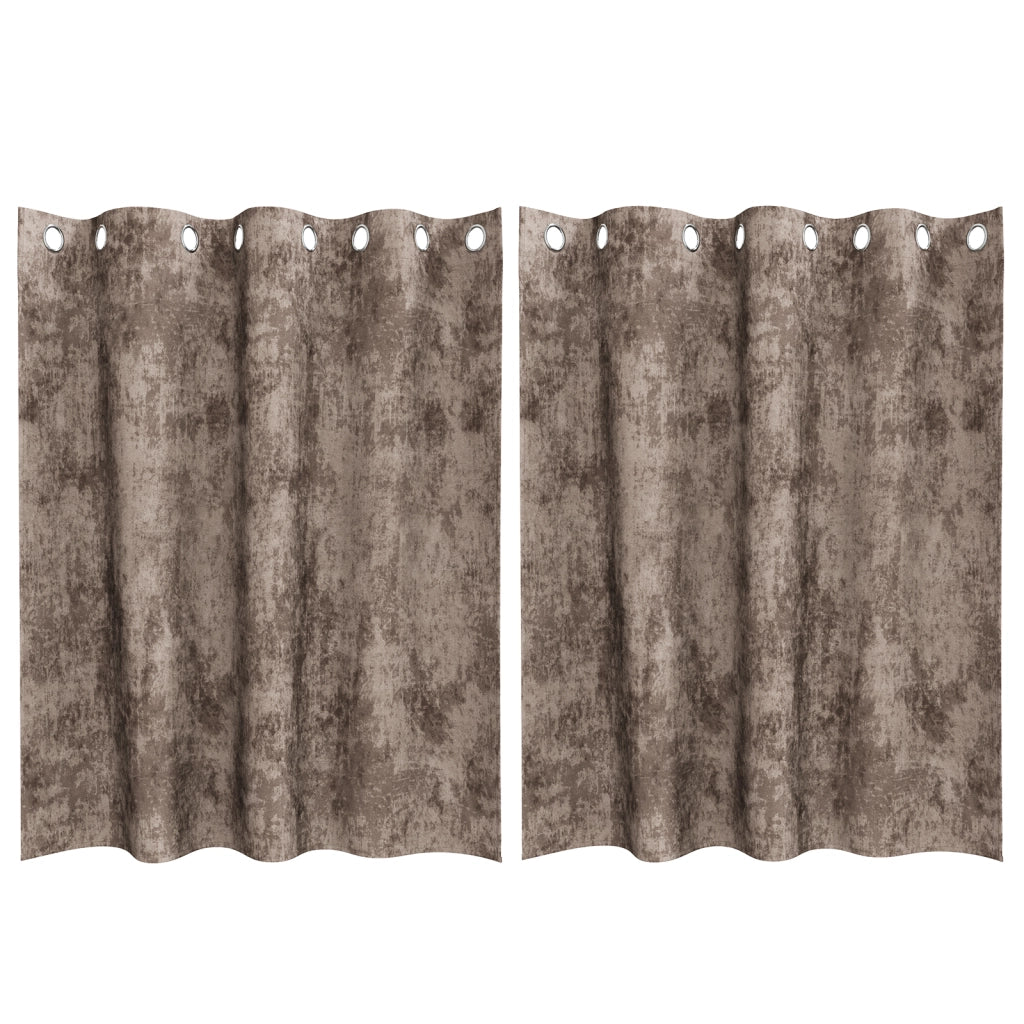 Tende in velluto 2 pz con occhielli Cappuccino 140x140 cm