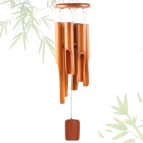 Ventilatore in legno con 6 vani - Bambù e legno - Per interni ed esterni - Decorazione di giardino - 75 cm - Ideale per giardino e terrazzo - Regali di ricordo