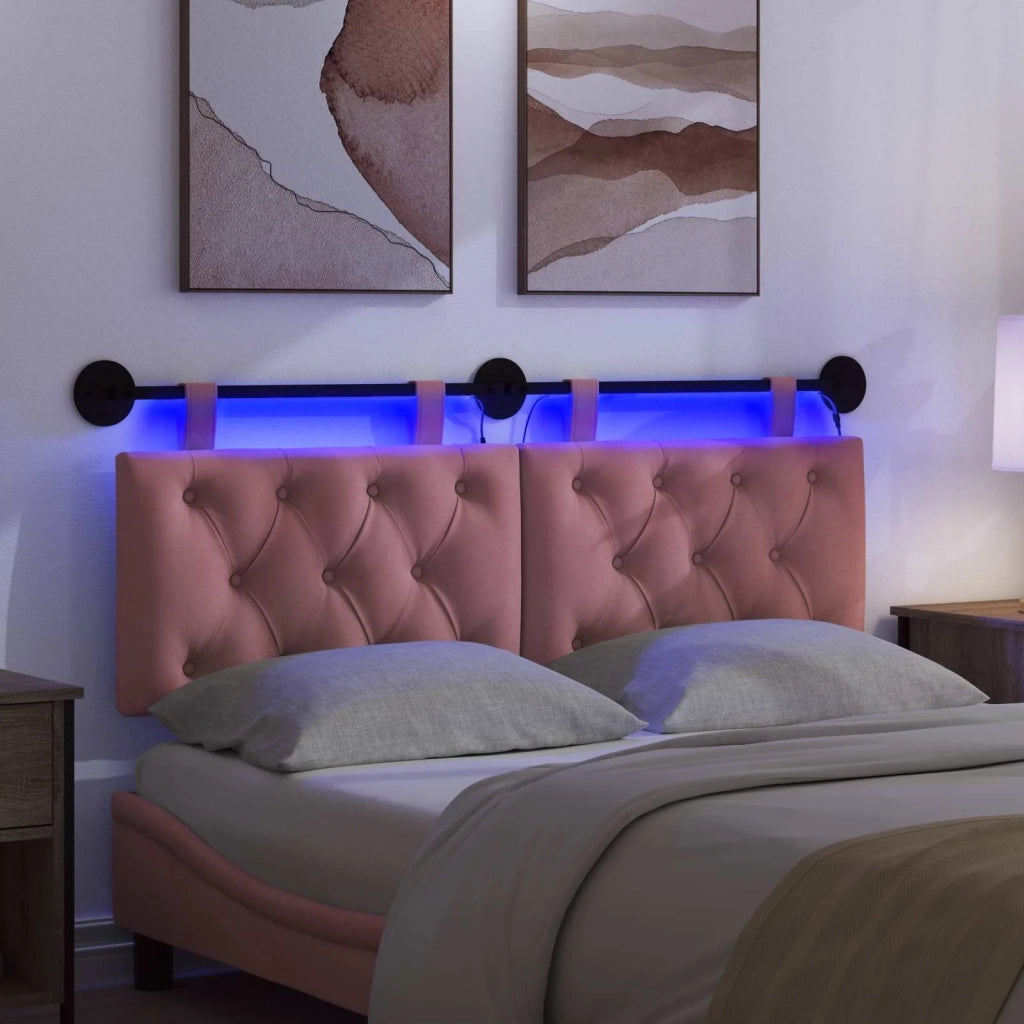 Testiera sospesa Con luce LED Rosa Velluto