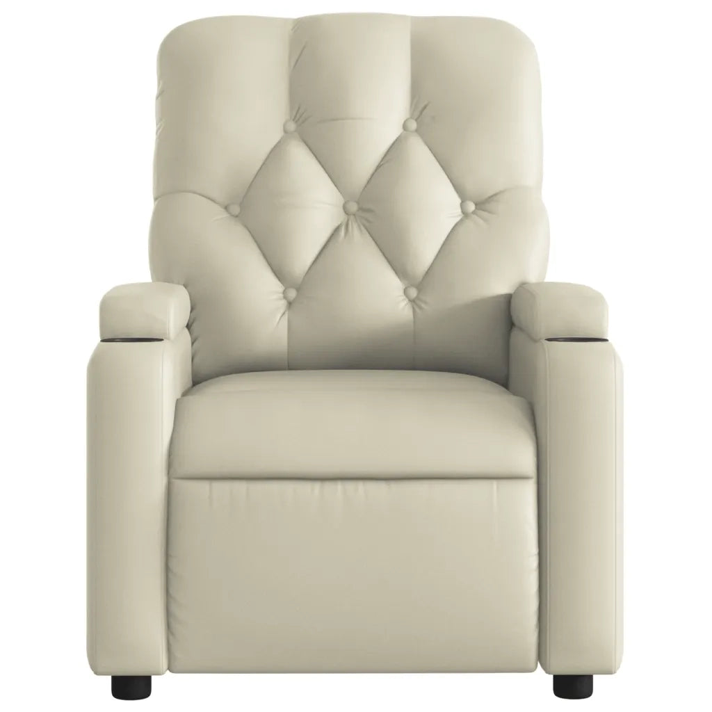 Poltrona | Sedia Relax Reclinabile Elettrica Crema in Similpelle