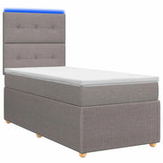 Letto Box Spring LED con Materasso Tortora 100 x 200 cm Tessuto 3455794