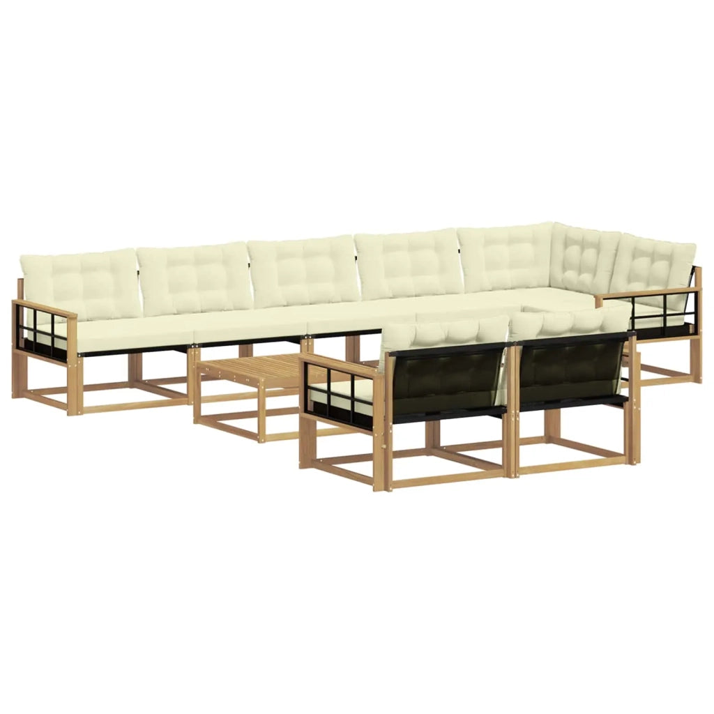 Set di divani da esterno 9 pcs Bianco e Crema 79 x 79 x 37 cm