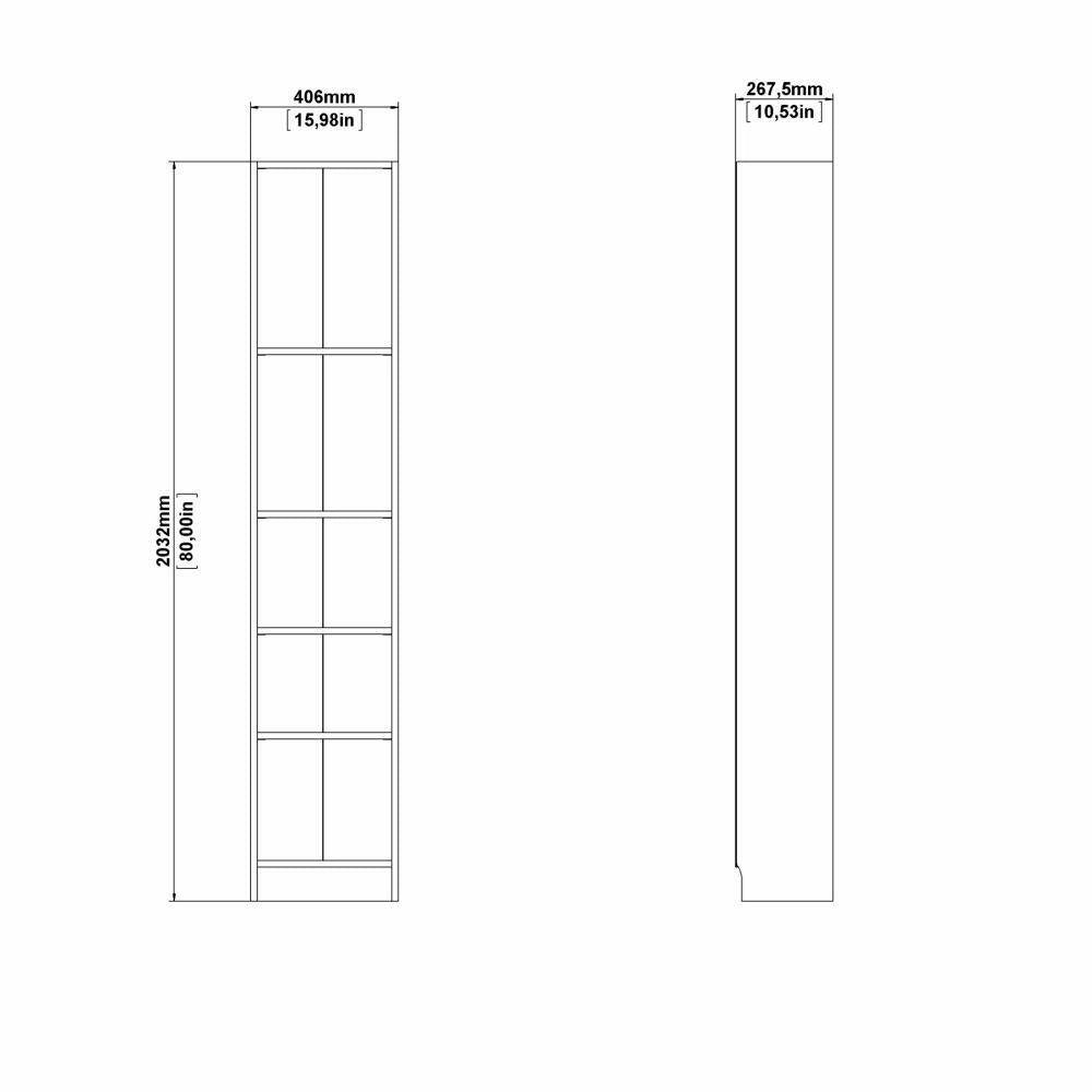 Libreria a cinque Albregio, colore bianco, cm 40 x 203 x 26