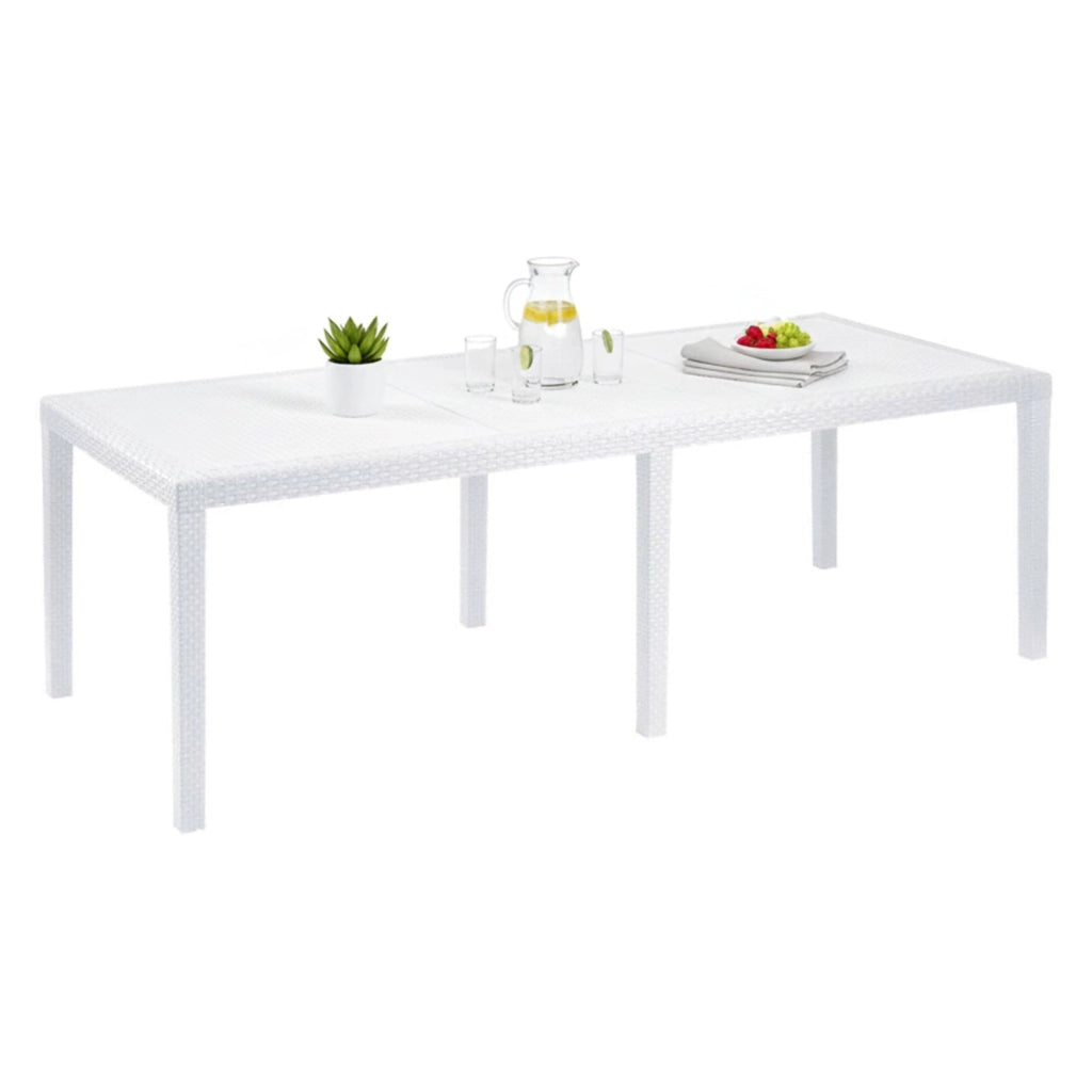 Abbaviva, Tavolo da Esterno 10 Posti Made in Italy, 90x150x72h cm Bianco