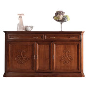 Credenza classica 3 porte 2 cassetti legno noce bassano rilievo 196x50x110 - Mobili 2G