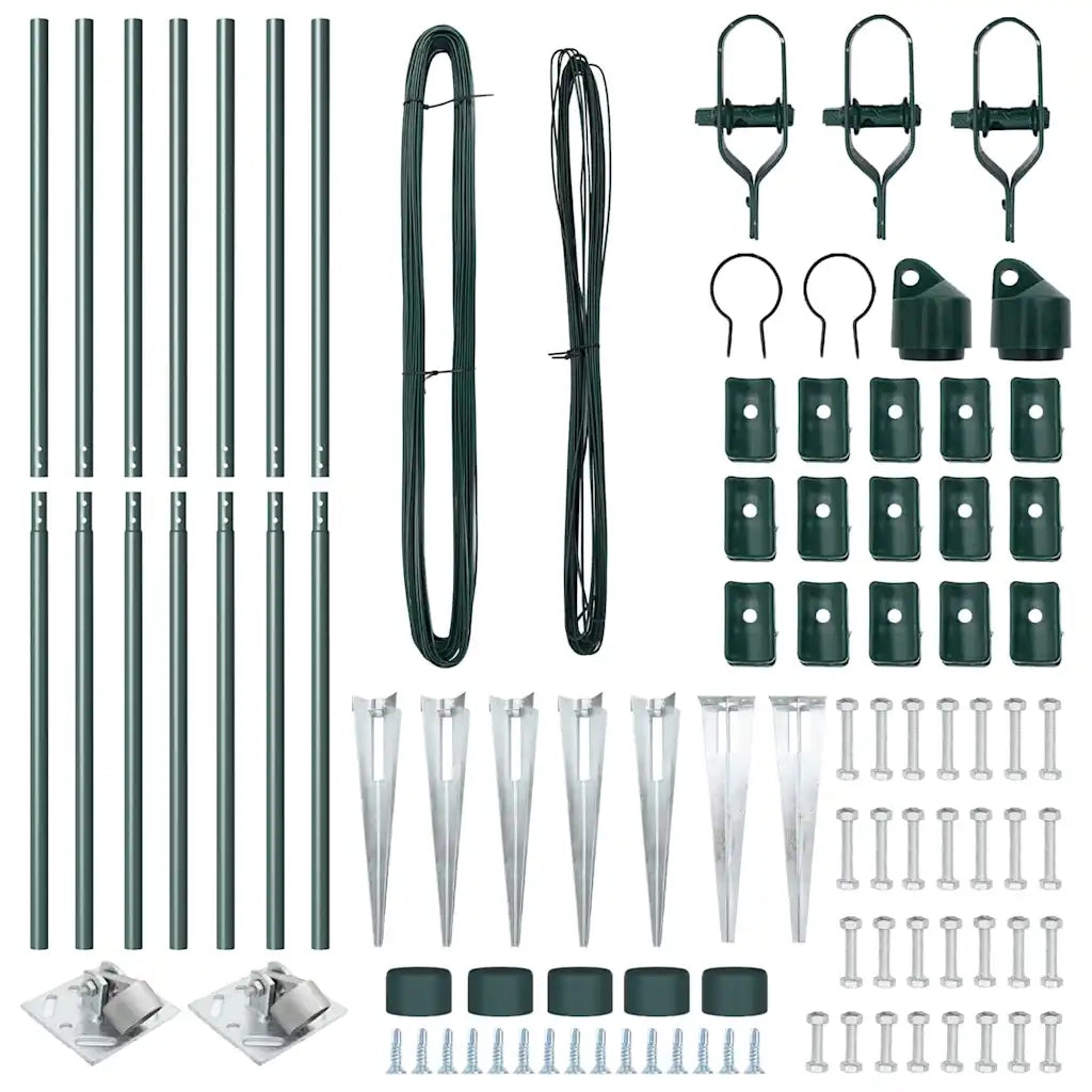 Palo della recinzione 7 pcs Verde Acciaio 42004244