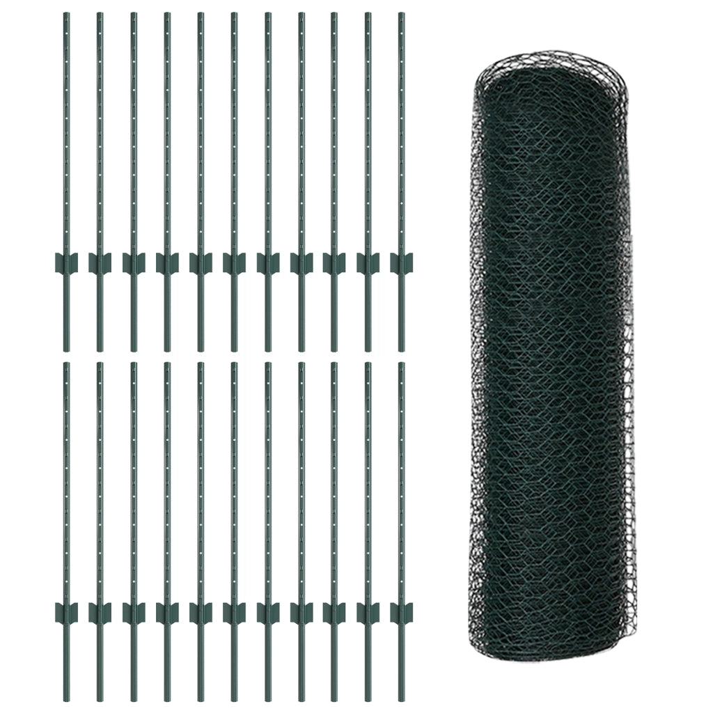 Pali per Recinzione  11 pcs U-Channel Verde 80 cm Acciaio