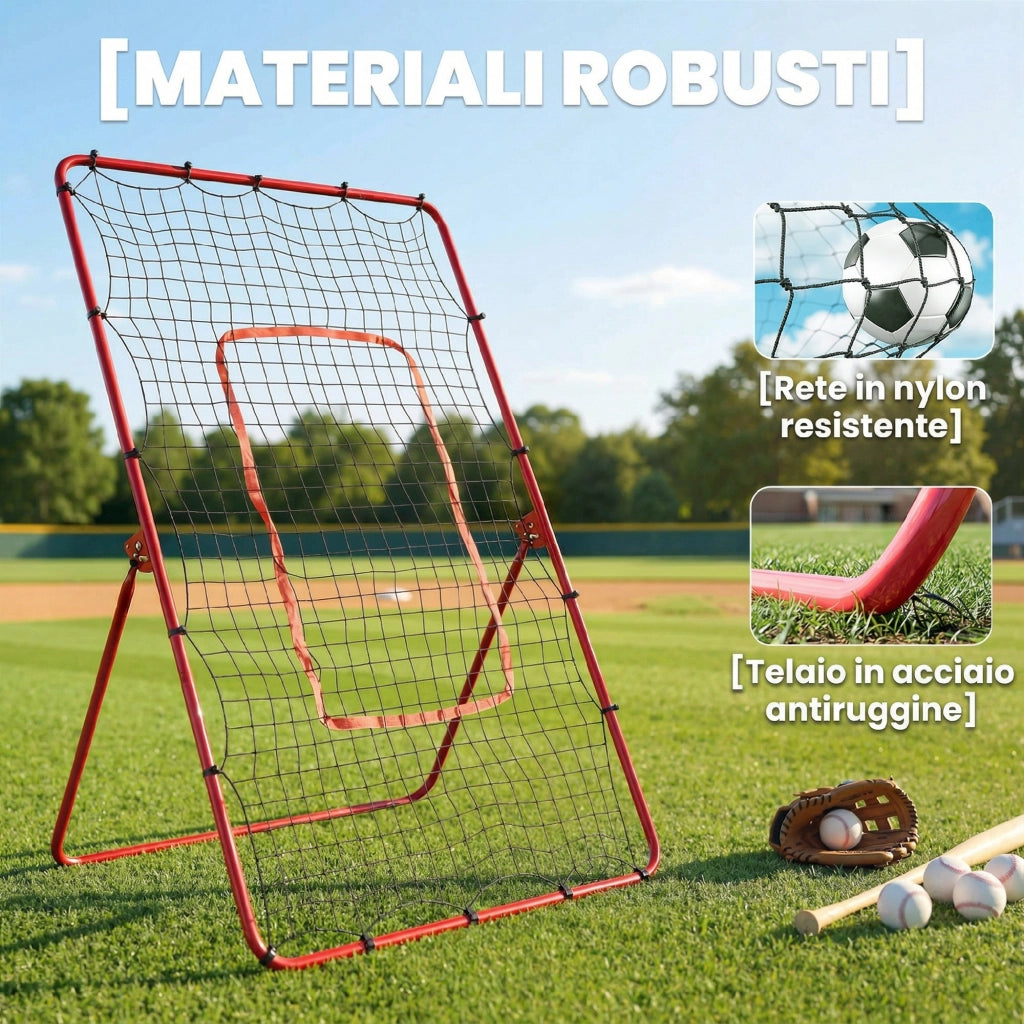 Rete da Rimbalzo Portatile per Calcio 112x100x180 cm con 4 Angolazioni Regolabili