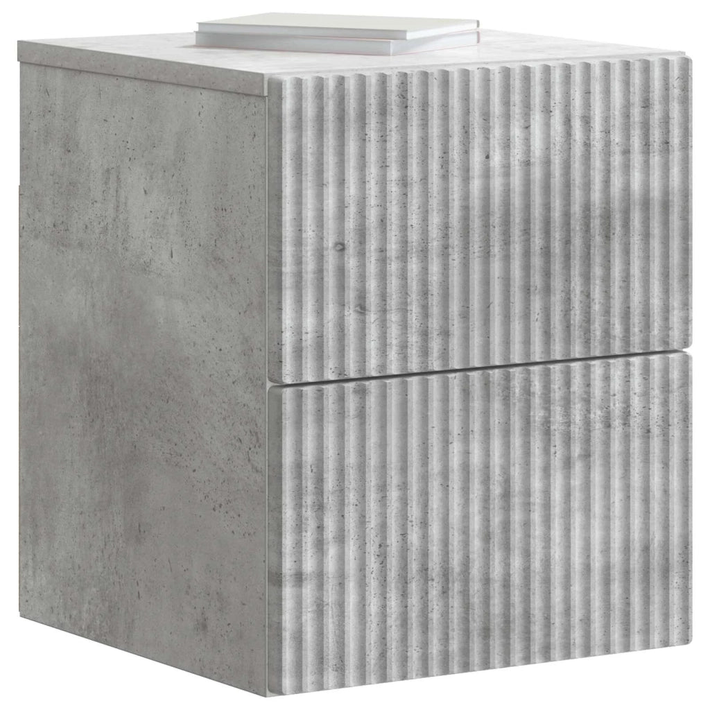 Mobiletto da notte a muro con cassetto 2 pcs Grigio Cemento 898472