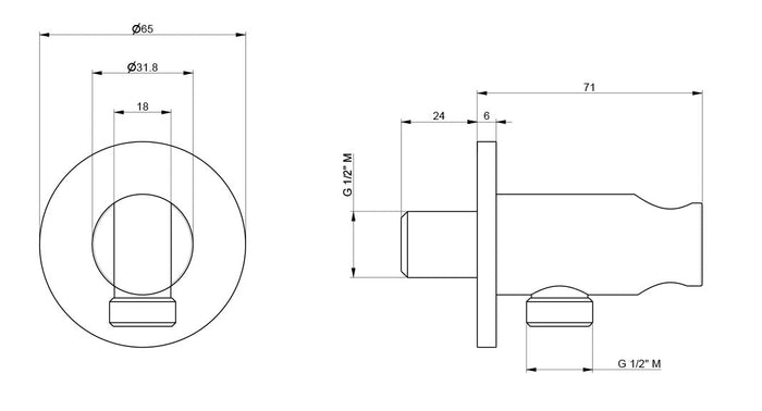 Presa D'acqua con Supporto Doccetta in Acciaio Inox Satinato Nilo