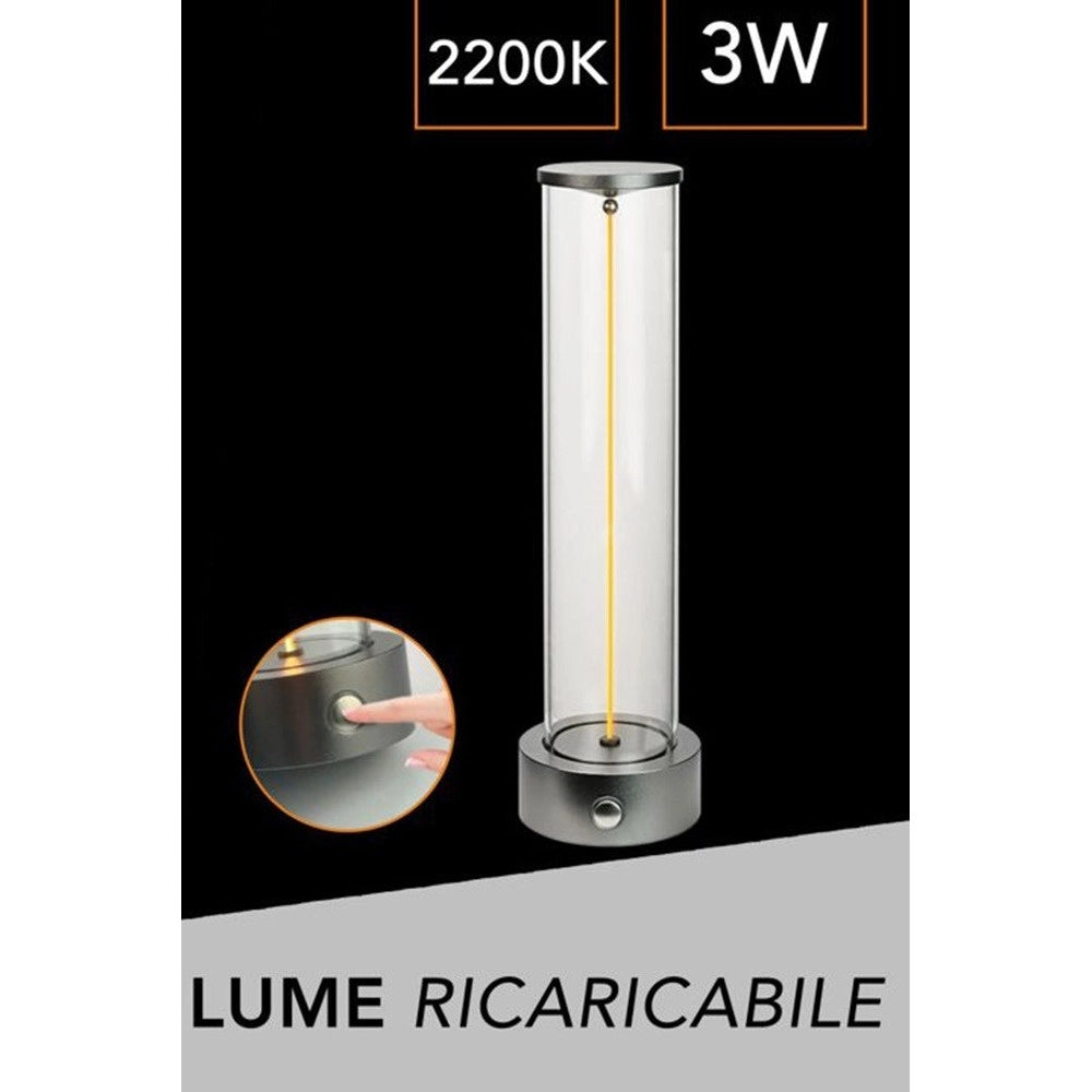 Trade Shop - Lampada Da Tavolo Scrivania Led 3w Filamento Flessibile Magnetico Lume Ricaricabile D39 - Grigio Scuro