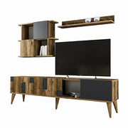 Mobile porta TV Dora, Credenza da soggiorno, Armadio basso per TV, Base parete attrezzata, 180x34h49 cm, Noce e Antracite