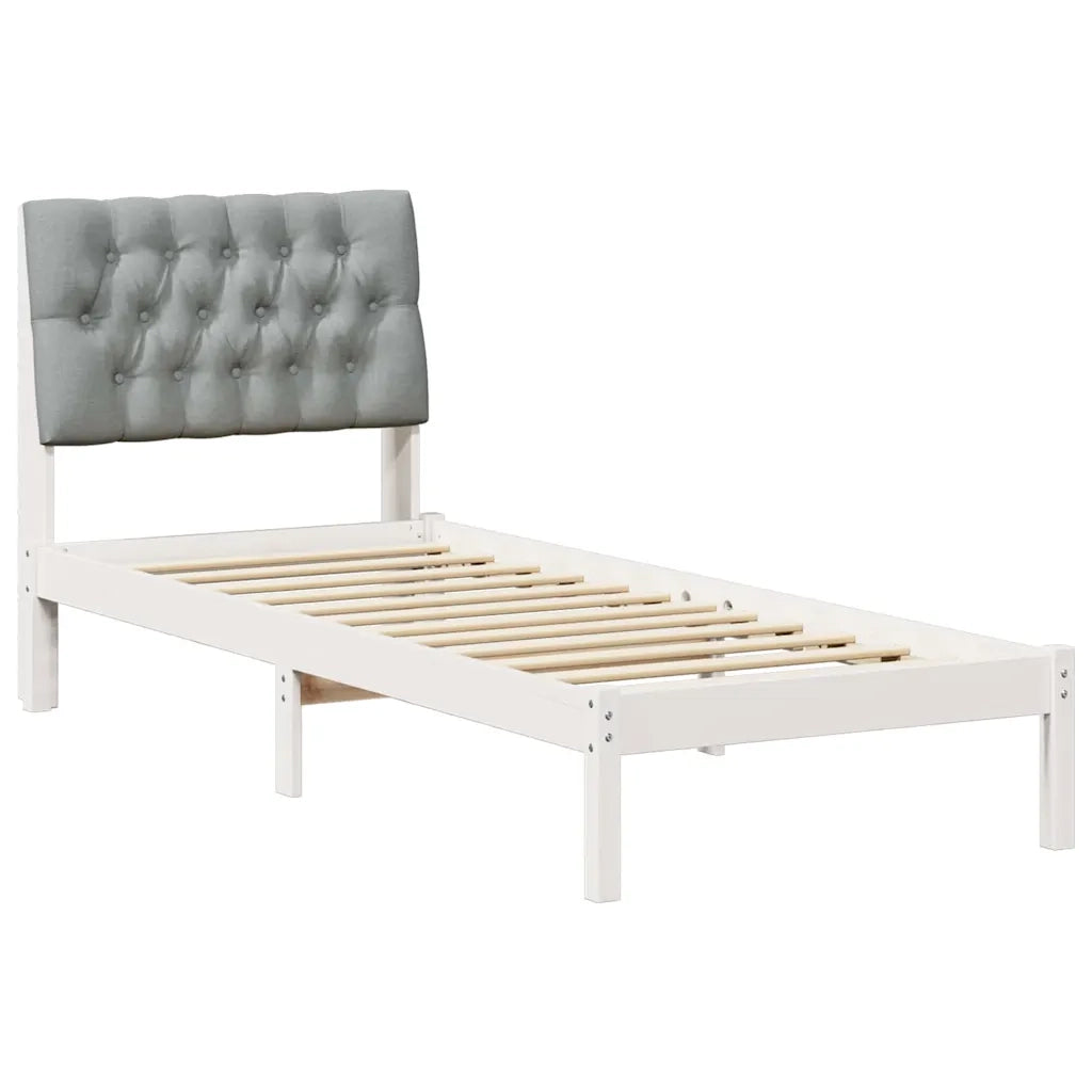 Letto con Testiera Rivestita con testiera Bianco 75 x 190 cm 878863