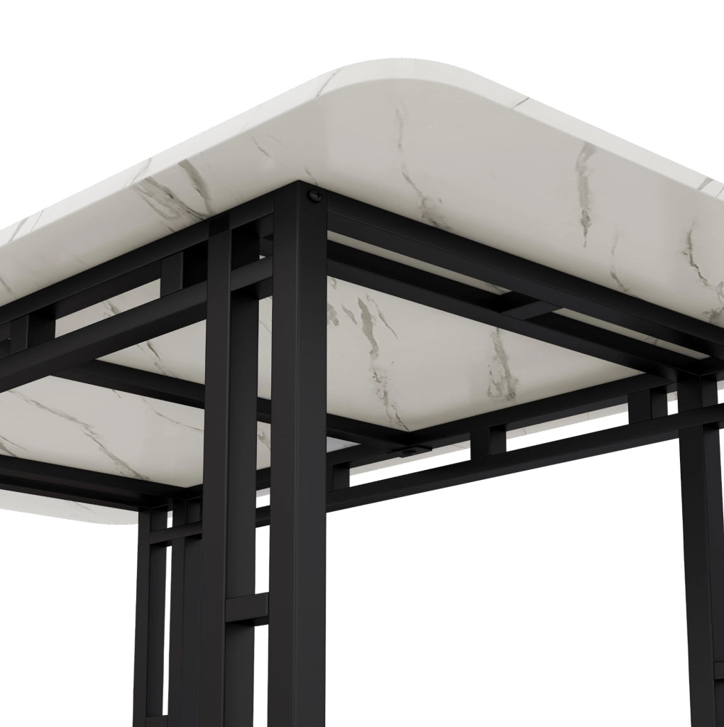 Tavolo da pranzo moderno 140 cm in MDF con gambe in metallo nero; bianco