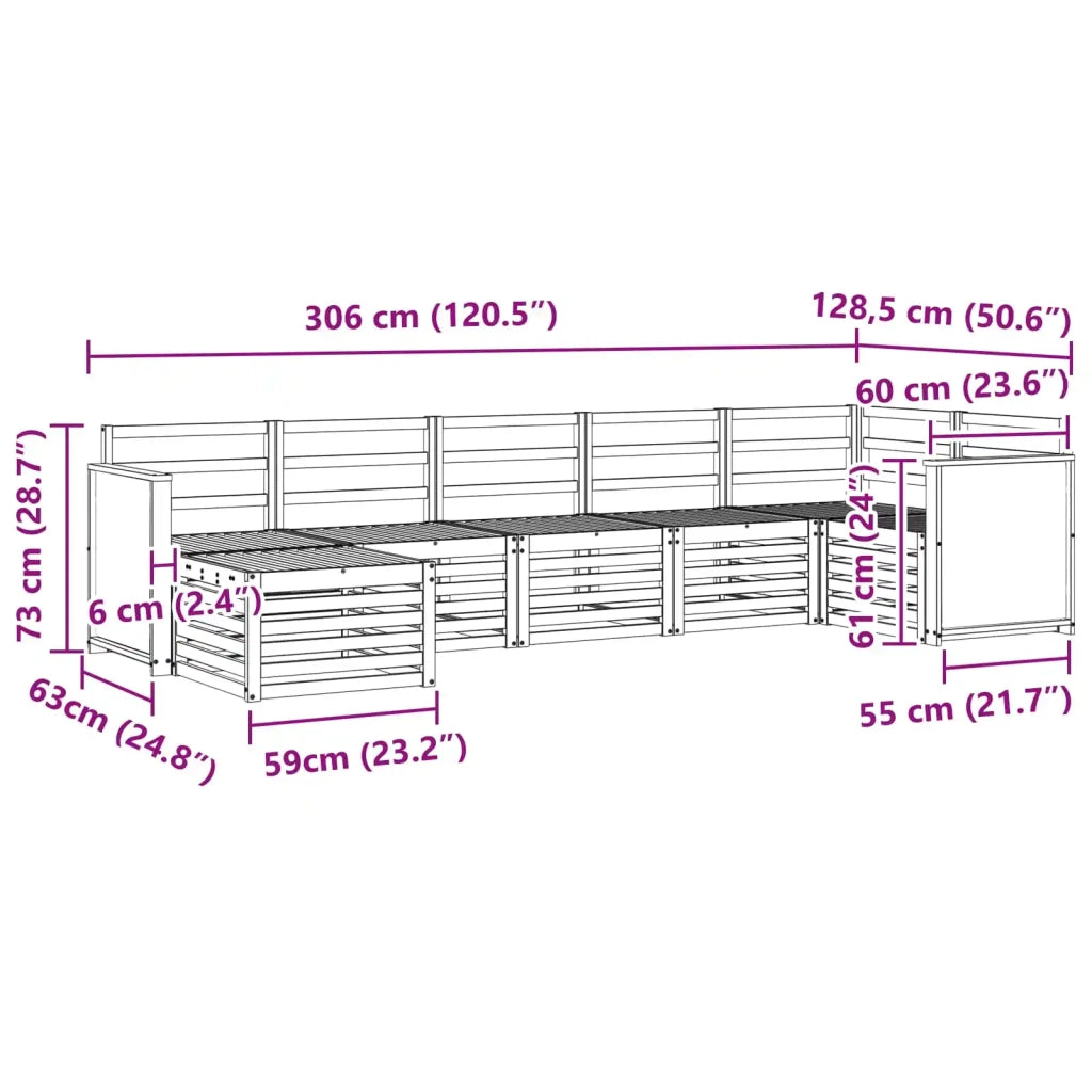 Set divano sezionale 6 pcs Naturale Legno di Acacia Massello 3384625