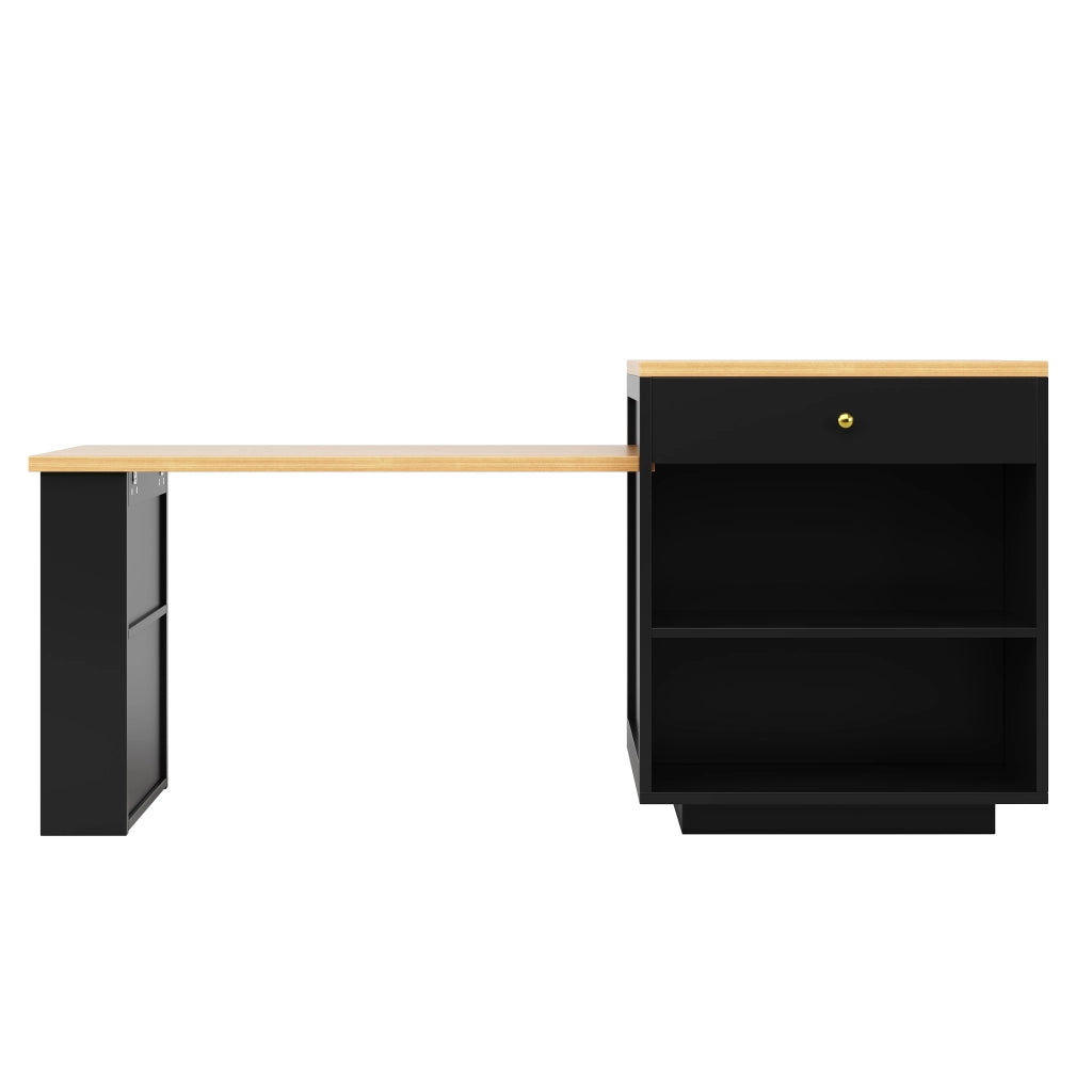 MOBILE ISOLA CUCINA ESTENSIBILE 122,5-195,5 cm Nero MDF