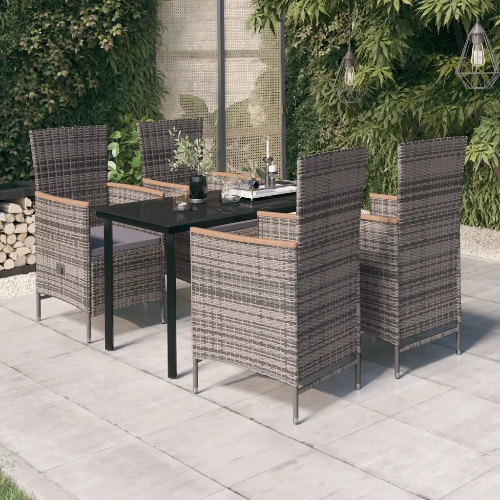 Set Mobili da Pranzo per Giardino 5 pz con Cuscini Grigio cod mxl 38741
